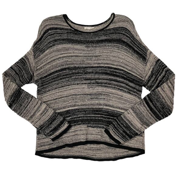 Eileen Fisher Striped Knit Drop Shoulder Sweater - Black Multi - XS* - Picture 1 of 8